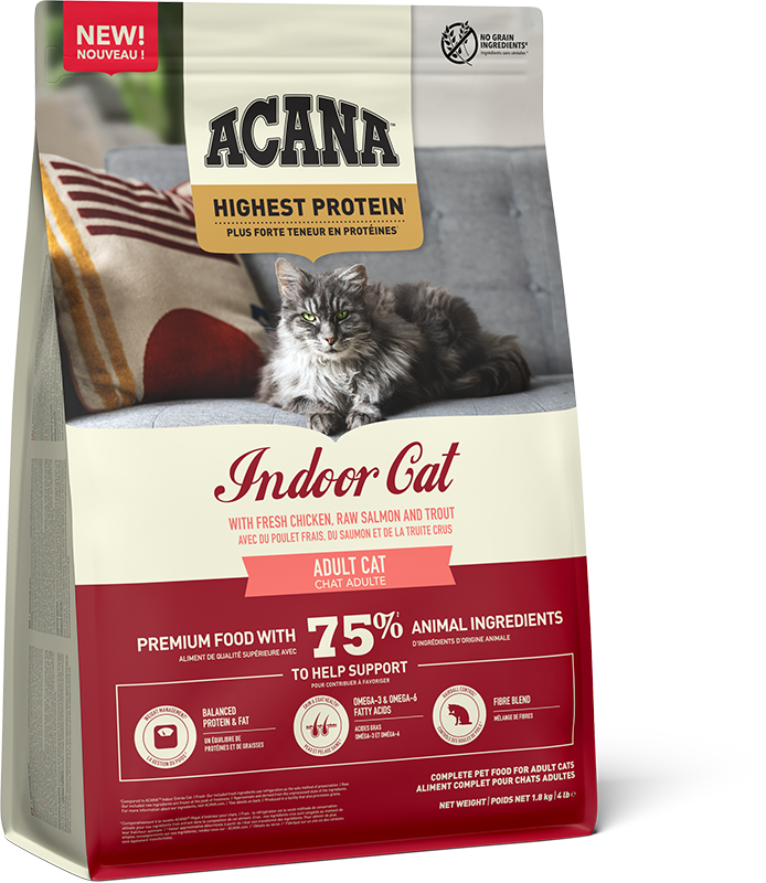 Acana Acana Indoor Chicken Herring Salmon Trout Adult Dry Cat Food pet food packaging